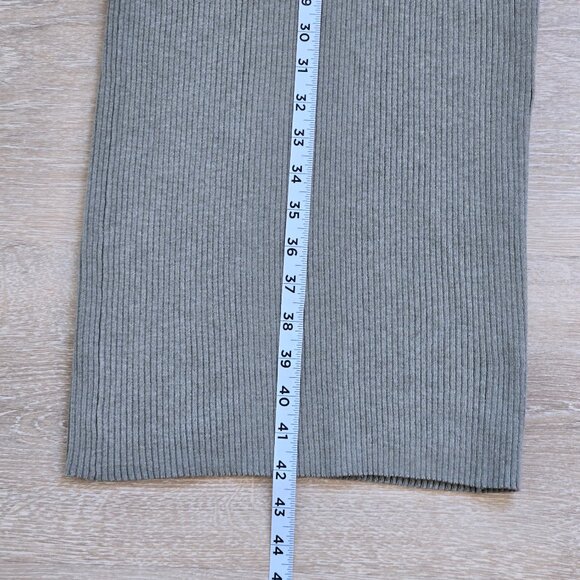 H&M Khaki Green Rib Knit Long Sleeve Midi Dress With Square Neckline Size Small - Picture 14 of 17